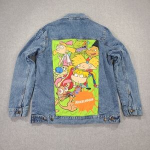 Nickelodeon Rugrats Blue Denim Jacket Medium Back Graphics Ren Stimpy Hey Arnold